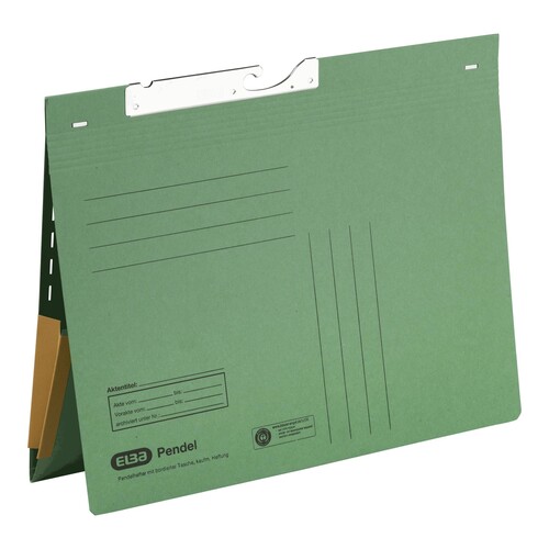 Pendelhefter kaufmännische Heftung mit Dehntasche am Rückdeckel innen 250g grün Manilakarton Elba 100570024 Produktbild Front View L