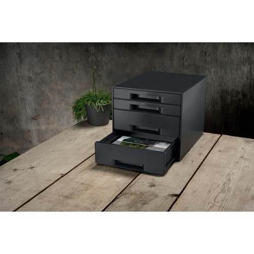 Schubladenbox Recycle CUBE 4 Schübe 287x270x363mm schwarz Kunststoff Leitz 5372-00-95 Produktbild Additional View 1 L