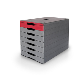Schubladenbox IDEALBOX Pro 7 Schübe 250x322x365mm grau/rot Durable 7763-03 Produktbild