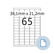 Etiketten Inkjet+Laser+Kopier 38,1x21,2mm auf A4 Bögen weiß Herma permanent 8465 (PACK=32500 STÜCK) Produktbild