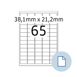 Etiketten Inkjet+Laser+Kopier 38,1x21,2mm auf A4 Bögen weiß Herma permanent 8465 (PACK=32500 STÜCK) Produktbild