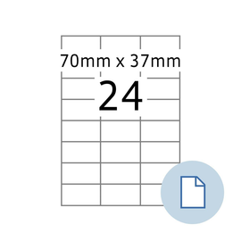 Etiketten Inkjet+Laser+Kopier 70x37mm auf A4 Bögen weiß Herma permanent 8424 (PACK=12000 STÜCK) Produktbild