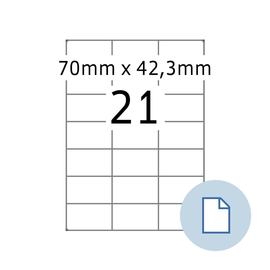 Etiketten Inkjet+Laser+Kopier 70x42,3mm auf A4 Bögen weiß Herma permanent 8421 (PACK=10500 STÜCK) Produktbild