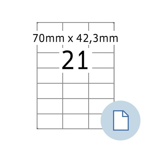 Etiketten Inkjet+Laser+Kopier 70x42,3mm auf A4 Bögen weiß Herma permanent 8421 (PACK=10500 STÜCK) Produktbild Front View L