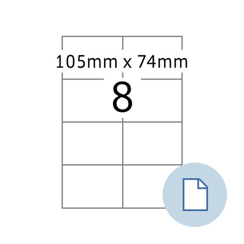 Etiketten Inkjet+Laser+Kopier 105x74mm auf A4 Bögen weiß Herma permanent 8408 (PACK=4000 STÜCK) Produktbild Front View L