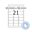 Etiketten Inkjet+Laser+Kopier 63,5x38,1mm auf A4 Bögen weiß Herma permanent 8417 (PACK=10500 STÜCK) Produktbild