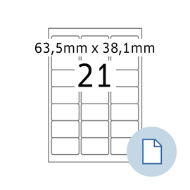 Etiketten Inkjet+Laser+Kopier 63,5x38,1mm auf A4 Bögen weiß Herma permanent 8417 (PACK=10500 STÜCK) Produktbild