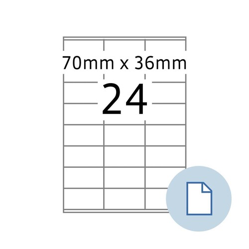 Etiketten Inkjet+Laser+Kopier 70x36mm auf A4 Bögen weiß Herma permanent 8418 (PACK=12000 STÜCK) Produktbild Front View L