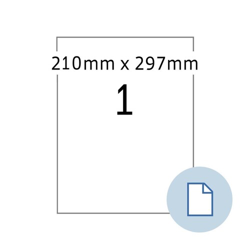 Etiketten Inkjet+Laser+Kopier 210x297mm auf A4 Bögen weiß Herma permanent 8422 (PACK=500 STÜCK) Produktbild Front View L