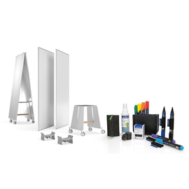 Design Thinking Bundle 2x Whiteboard mobil 180x90cm + 1x Base Magnetoplan + 1x Essentials Kit grau small 12412292 Produktbild