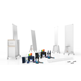 Design Thinking Bundle 6x Whiteboard mobil 180x90cm + 3x Base Magnetoplan + je 1x Essentials Kit grau, blau medium Produktbild