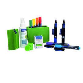 Whiteboard Essentials Kit Tafelwischer grün + Spray + Stifte  Magnetoplan + Magnete 1230905 (SET=25 STÜCK) Produktbild