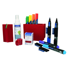 Whiteboard Essentials Kit Tafelwischer rot + Spray + Stifte  Magnetoplan + Magnete 1230906 (SET=25 STÜCK) Produktbild