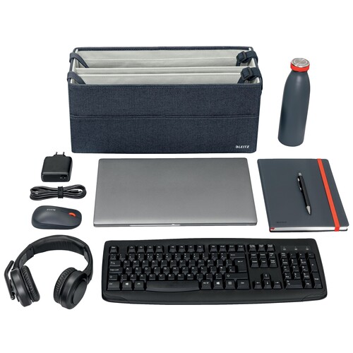 Hot Desking Tasche aus Stoff 46,5x20x21cm samtgrau Leitz 6444-00-89 Produktbild Back View L
