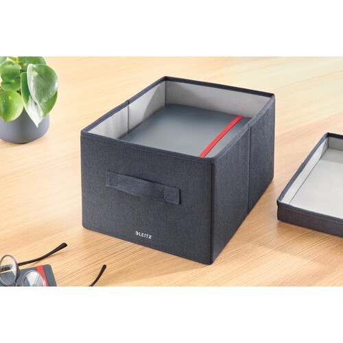 Aufbewahrungsbox 28,5x38x20,3cm aus Stoff samtgrau Leitz 6144-00-89 (PACK=2 STÜCK) Produktbild Back View L