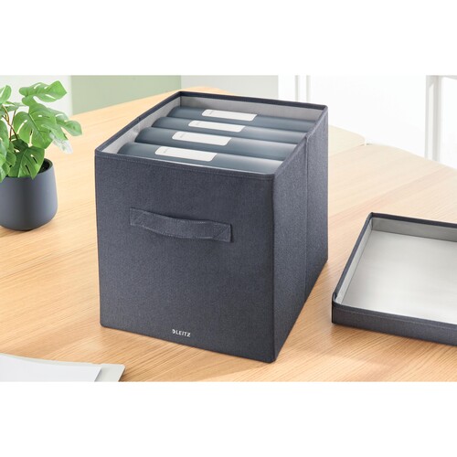 Aufbewahrungsbox 33x38x32,5cm aus Stoff samtgrau Leitz 6145-00-89 (PACK=2 STÜCK) Produktbild Back View L