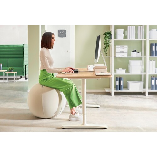 Sitzball Active 65cm Durchmesser mit Anti-Roll Funktion Stoff hellgrau Leitz 6542-00-85 Produktbild Additional View 3 L