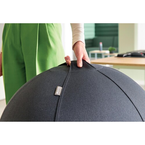 Sitzball Active 65cm Durchmesser mit Anti-Roll Funktion Stoff samtgrau Leitz 6542-00-89 Produktbild Additional View 5 L