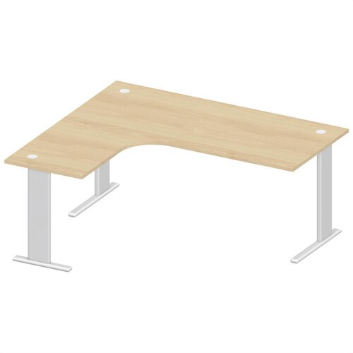 Schreibtisch XXL BASE M 180x80x74cm Multi linksseitig Dekor Buche Deskin C-Fuß Gestell Alusilber 10254419 Produktbild Front View L