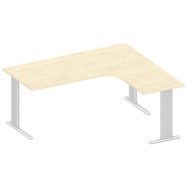 Schreibtisch XXL BASE M 180x80x74cm Multi rechtsseitig Dekor Ahorn Deskin C-Fuß Gestell Alusilber 10254201 Produktbild