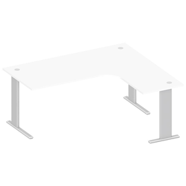 Schreibtisch XXL BASE M 180x80x74cm Multi rechtsseitig Dekor weiß Deskin C-Fuß Gestell Alusilber 10259664 Produktbild