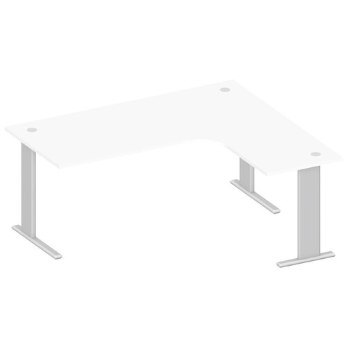 Schreibtisch XXL BASE M 180x80x74cm Multi rechtsseitig Dekor weiß Deskin C-Fuß Gestell Alusilber 10259664 Produktbild Front View L