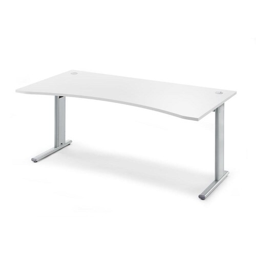Schreibtisch BASE M Multi Cockpit 180x95/80/95x74cm Dekor weiß Deskin C-Fuß Gestell Alusilber 10258523 Produktbild Front View L
