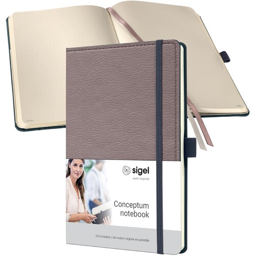 Notizbuch CONCEPTUM Design Casual punktkariert A5 135x203mm taupe Sigel 194 Seiten Hardcover CO691 Produktbild Additional View 1 L