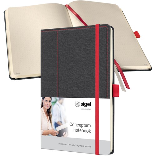 Notizbuch CONCEPTUM Design Casual punktkariert A5 135x203mm grau-rot Sigel 194 Seiten Hardcover CO695 Produktbild Additional View 1 L