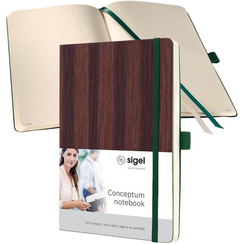 Notizbuch CONCEPTUM Nature Edition punktkarier A5 135x210mm dark wood Sigel 194 Seiten Softcover CO674 Produktbild Additional View 1 L