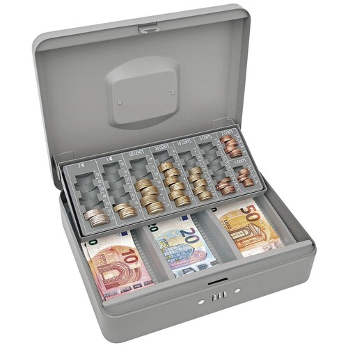 Geldkassette mit Zahlenschloss incl. Zählbrett für 137,60€ 30x24x9cm grau  Metall Wedo 149758012 kaufen