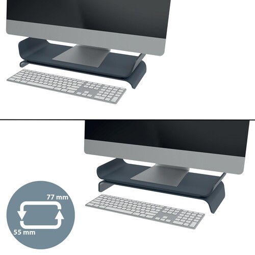 Monitorständer Ergo 43,8x11,2x20,9cm höhenverstellbar samtgrau Leitz 6504-00-89 Produktbild Additional View 8 L