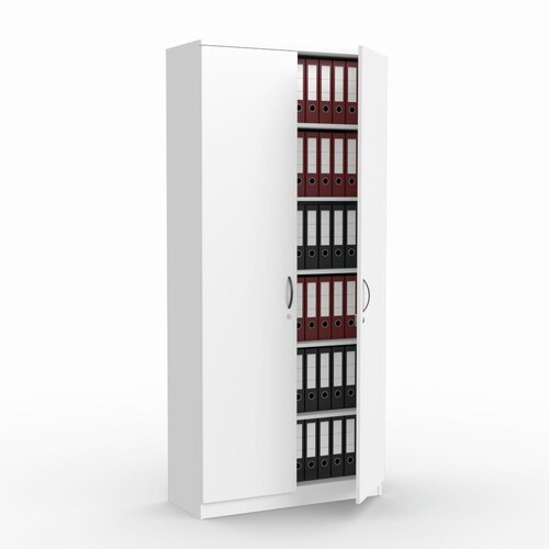 Flügeltürenschrank 100x220cm Korpus weiß Türen weiß Deskin 10273407 Produktbild Front View L