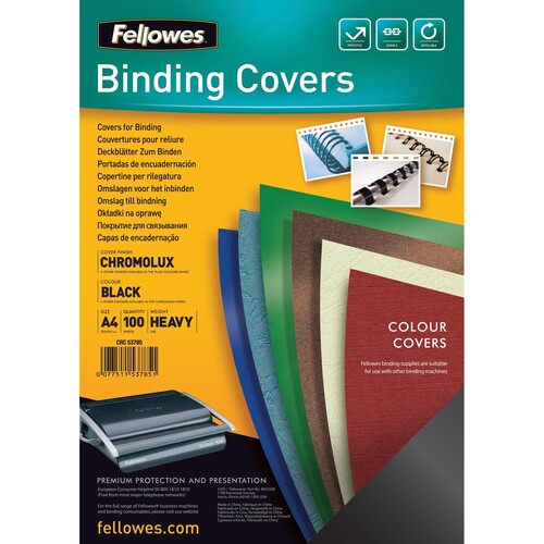 Fellowes Deckblatt Chromolux 5378504 DIN A4 schwarz 100St./Pack. (PACK=100 STÜCK) Produktbild