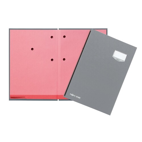Unterschriftsmappe de Luxe 20 Fächer A4 grau Karton 24202-06 Pagna Produktbild Front View L