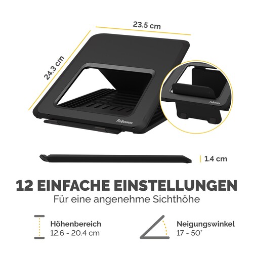 Laptop Ständer Breyta bis 14" schwarz 100016558 Fellowes Produktbild Additional View 2 L