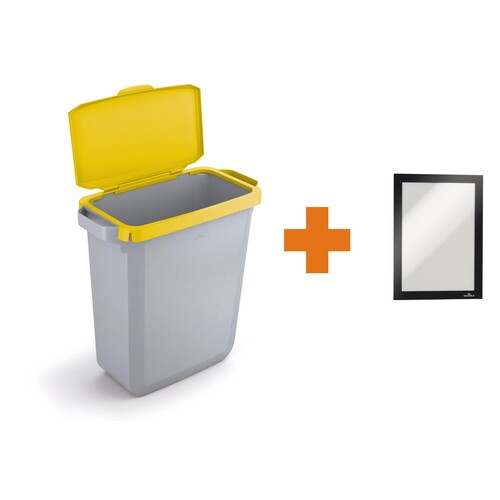 DURABLE Abfalleimer DURABIN 60 VEH2023005 Klappdeckel ge +Rahmen Produktbild Front View L