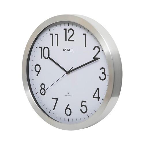 Wanduhr MAULmove Funkuhr Ø 40cm Gehäuse silber Aluminium Maul 9063108 inklusive 1x AA Batterie Produktbild Additional View 2 L