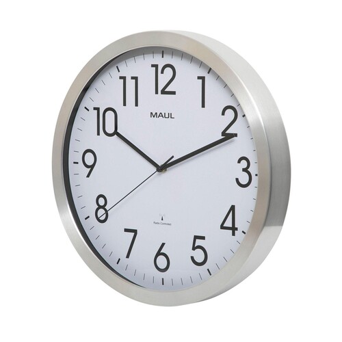 Wanduhr MAULmove Funkuhr Ø 40cm Gehäuse silber Aluminium Maul 9063108 inklusive 1x AA Batterie Produktbild Additional View 3 L