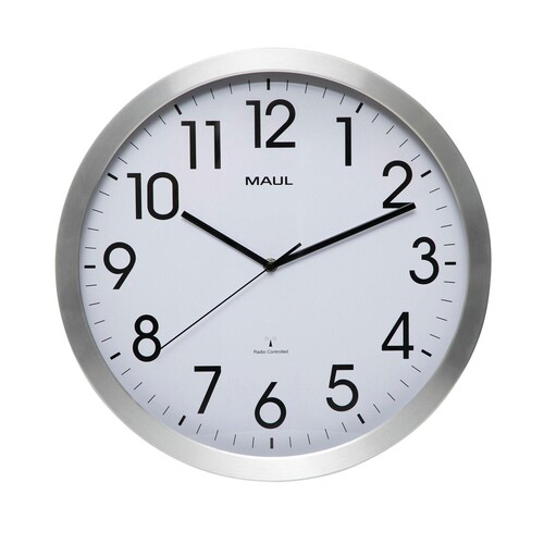 Wanduhr MAULmove Funkuhr Ø 40cm Gehäuse silber Aluminium Maul 9063108 inklusive 1x AA Batterie Produktbild Additional View 1 L