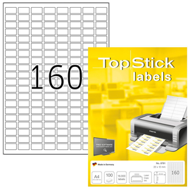 Etiketten Inkjet+Laser+Kopier 22x12mm auf A4 Bögen weiß BestStandard (PACK=16000 STÜCK) Produktbild