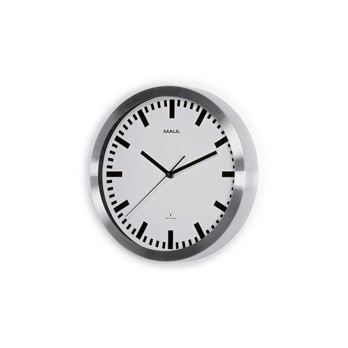 Wanduhr MAULpilot Funkuhr Ø 30,5cm Gehäuse silber Aluminium Maul 9063308 inklusive 1x AA Batterie Produktbild Additional View 1 L