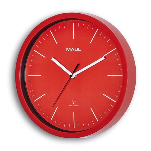 Wanduhr MAULjump Funkuhr Ø 30,5cm Gehäuse rot Kunststoff Maul 90534-25 inklusive 1x AA Batterie Produktbild Additional View 1 L