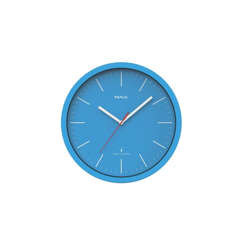 Wanduhr MAULjump Funkuhr Ø 30,5cm Gehäuse hellblau Kunststoff Maul 90534-34 inklusive 1x AA Batterie Produktbild Front View L
