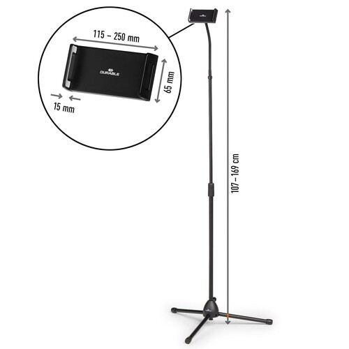 Bodenständer TWIST FLOOR für Tablet 4,7" bis 13" schwarz Durable 894201 Kunstoff, Metall Produktbild Additional View 2 L