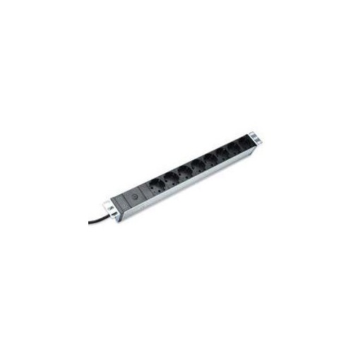 DIGITUS Steckdosenleiste mit Aluminiumprofil und Vorsicherung, 8-fach Schutzkontaktsteckdose, 2 m Zu Produktbild Additional View 1 L