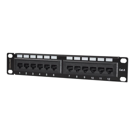 Intellinet 10" 12-Port Cat6 Patchpanel, UTP, 10", 1 HE, schwarz - Patch Panel - Rack montierbar - CA Produktbild