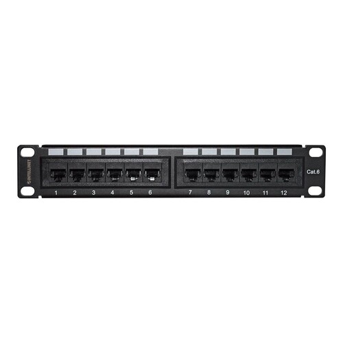 Intellinet 10" 12-Port Cat6 Patchpanel, UTP, 10", 1 HE, schwarz - Patch Panel - Rack montierbar - CA Produktbild Additional View 3 L