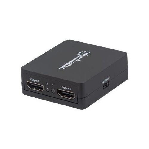 Manhattan HDMI Splitter 2-Port , 1080p, Black, Displays output from x1 HDMI source to x2 HD displays Produktbild