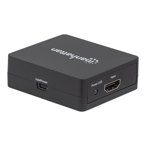 Manhattan HDMI Splitter 2-Port , 1080p, Black, Displays output from x1 HDMI source to x2 HD displays Produktbild Additional View 2 L